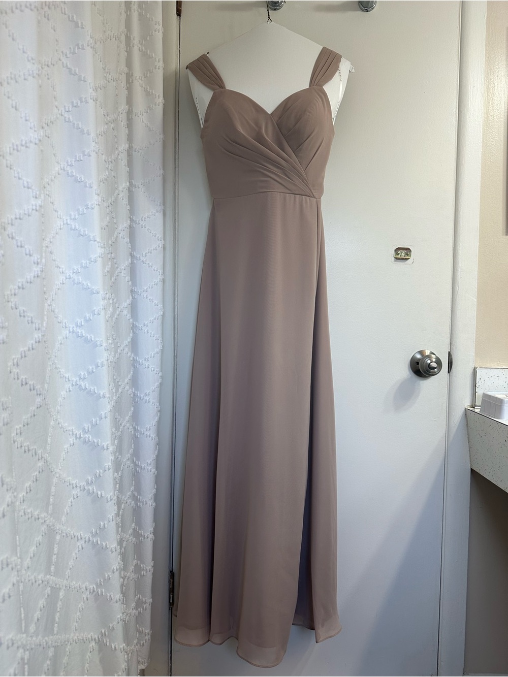 Azazie Taupe Chiffon Maxi Dress